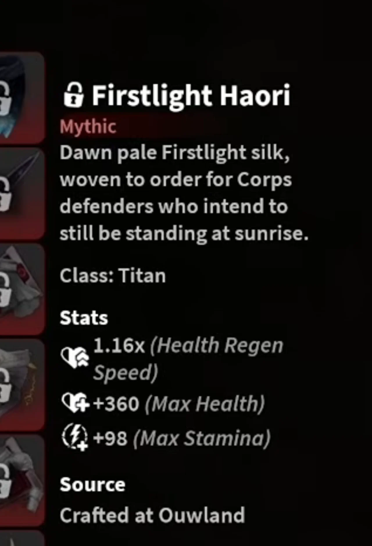 Firstlight Haori item card