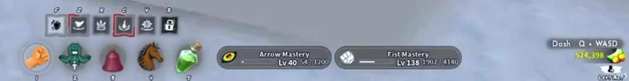 The move row and two mastery bars