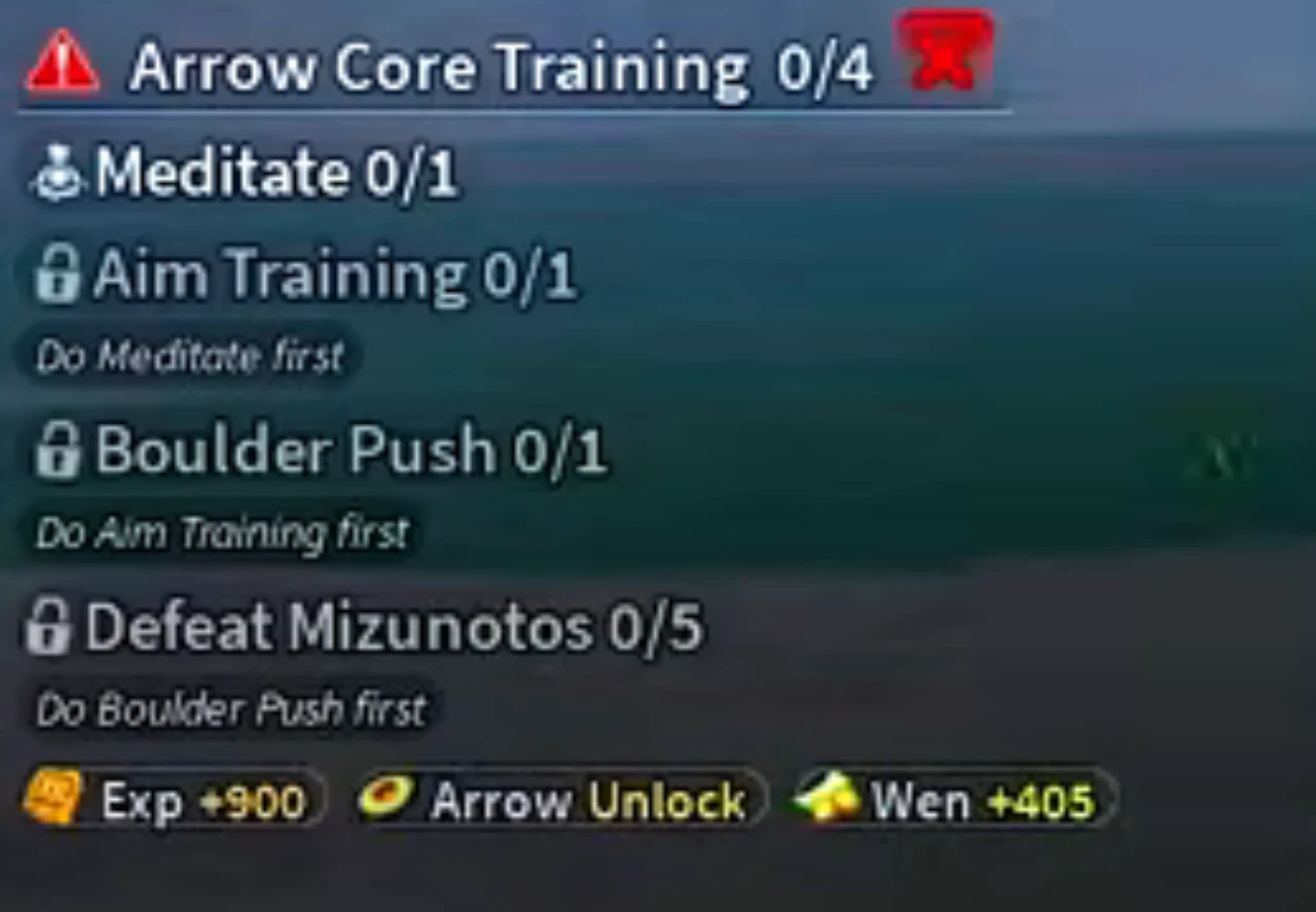 The Arrow Core Training quest tracker