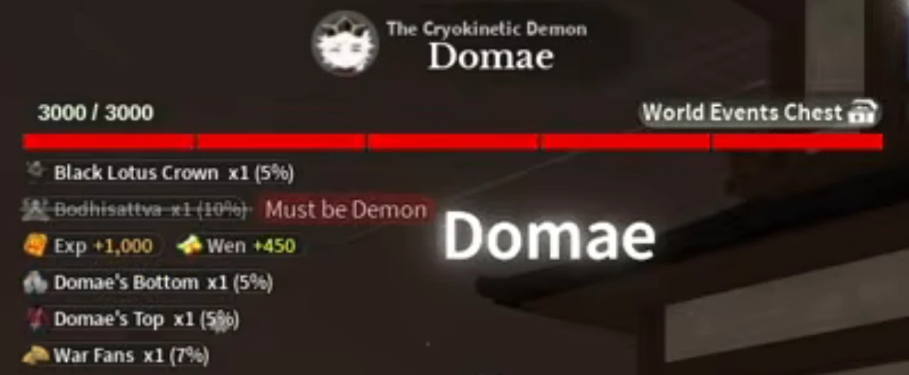 Domae's health bar with five drop lines