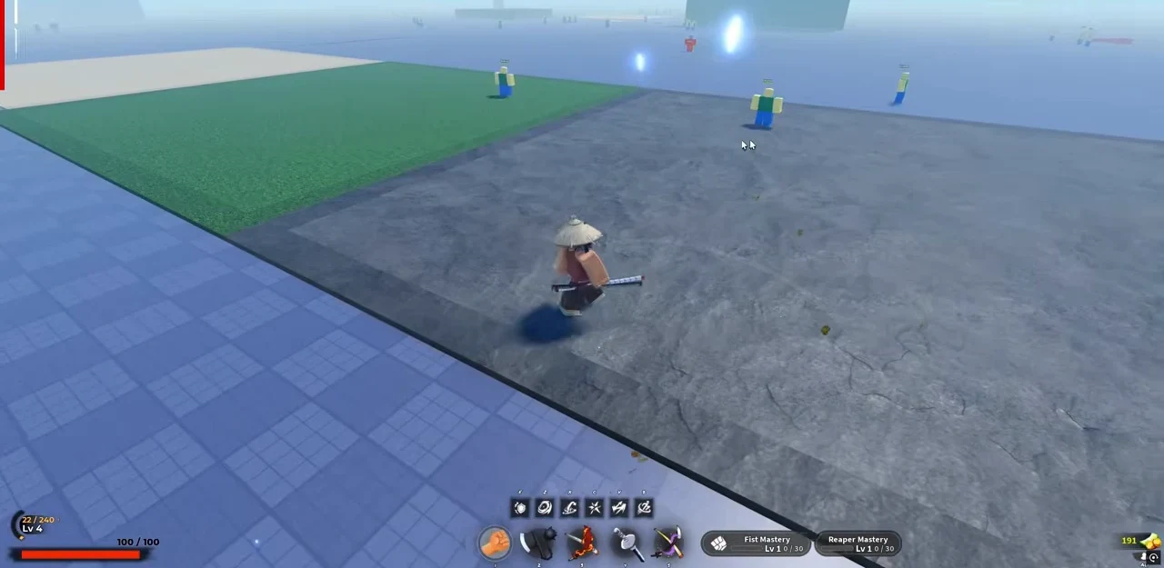 A player spinning forward with a scythe-like blur