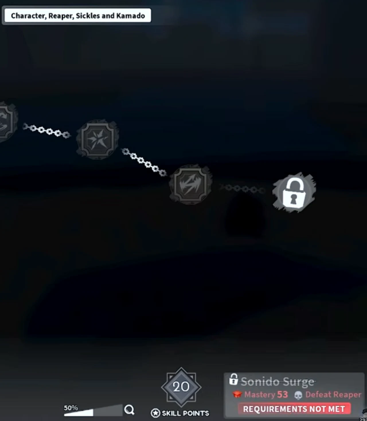 The Reaper skill tree with the last node selected