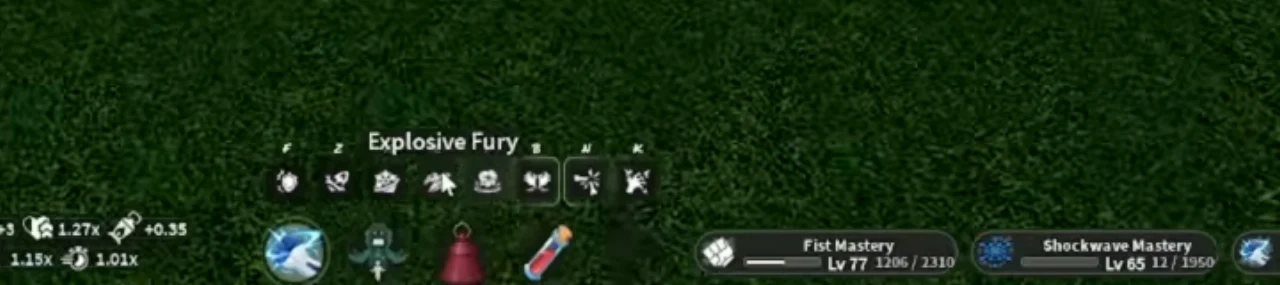 The hotbar with a label over the C key