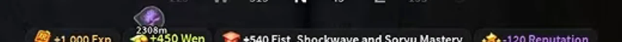 A system message at the top of the screen