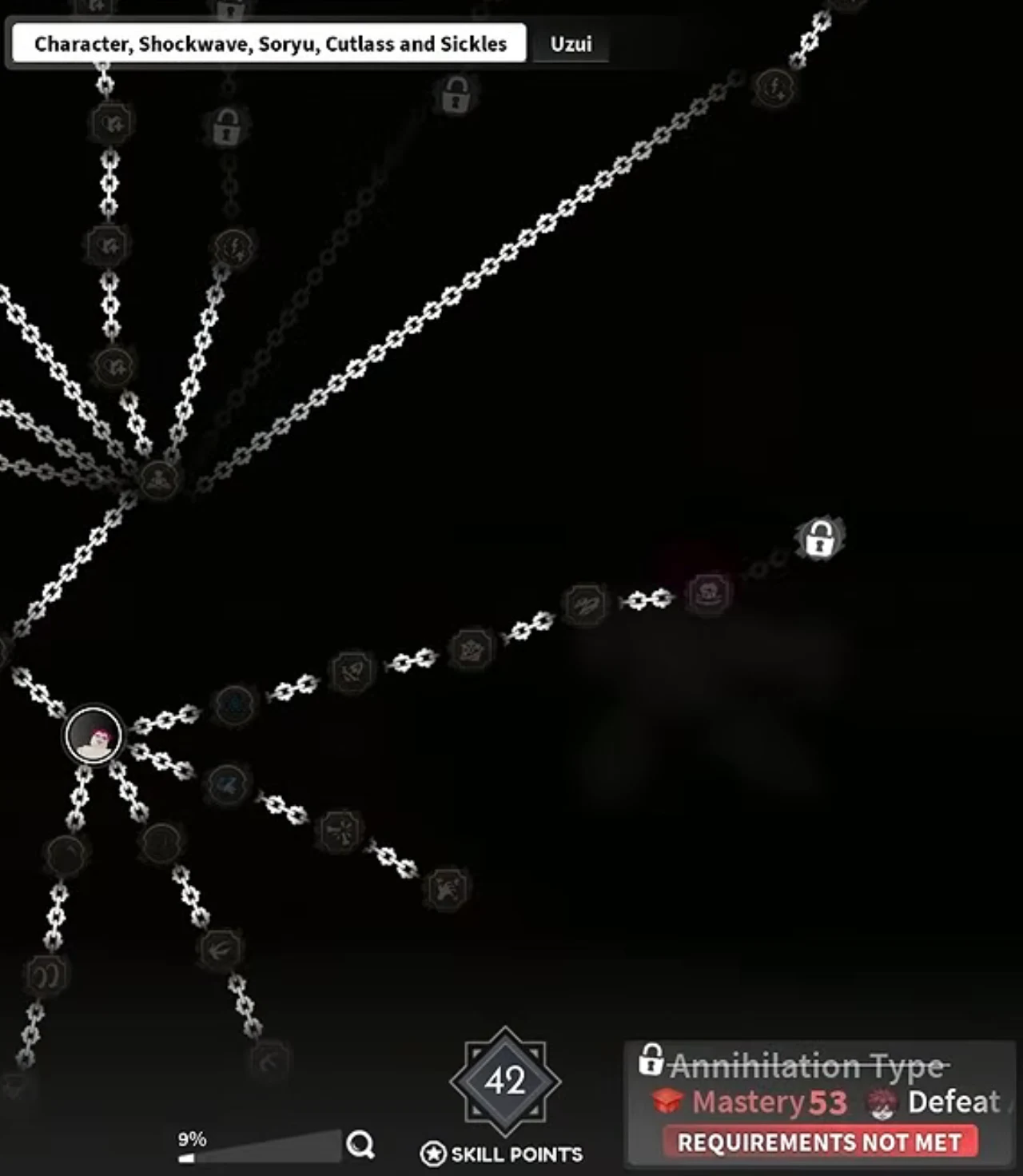 The Shockwave tree with the ultimate node selected