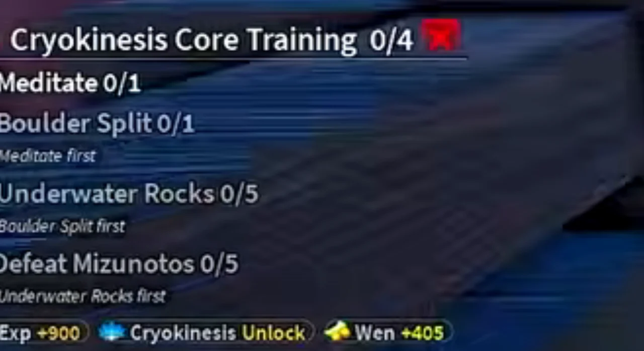 The Cryokinesis Core Training tracker
