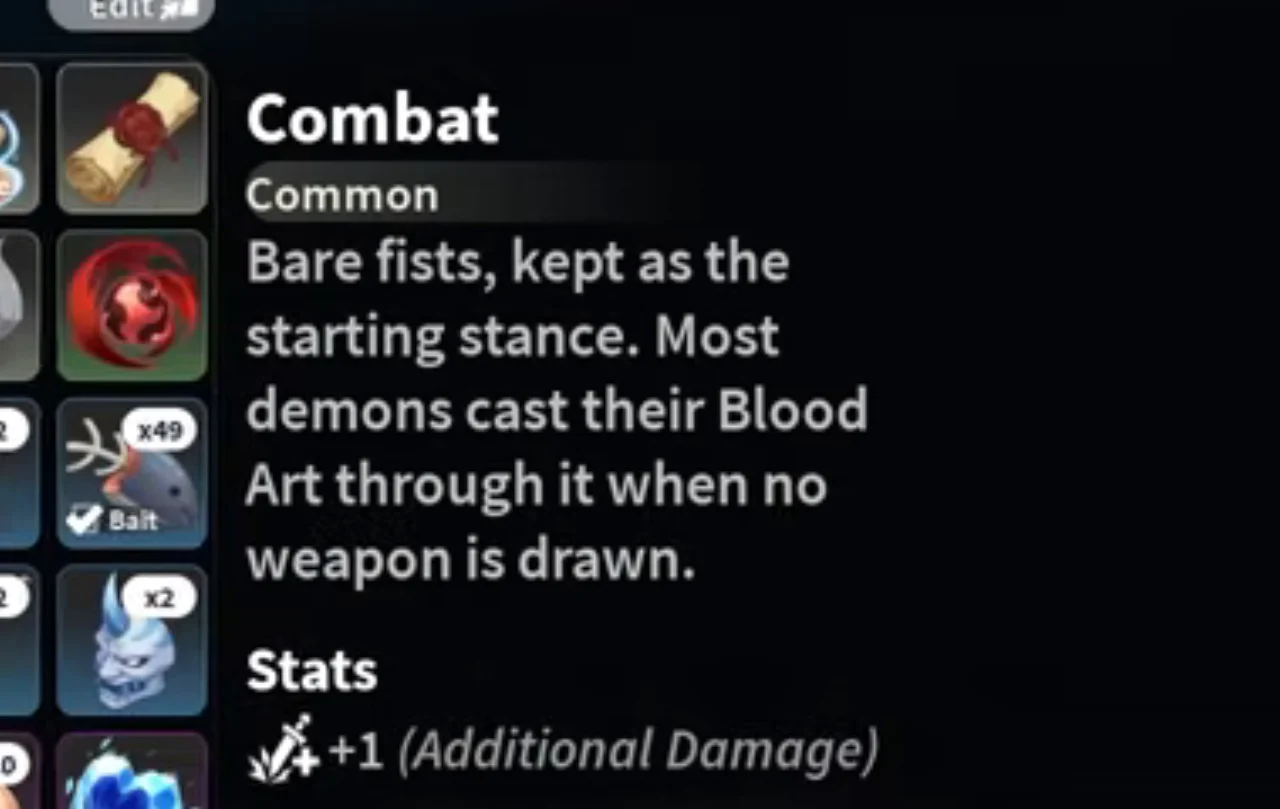 The Combat item card
