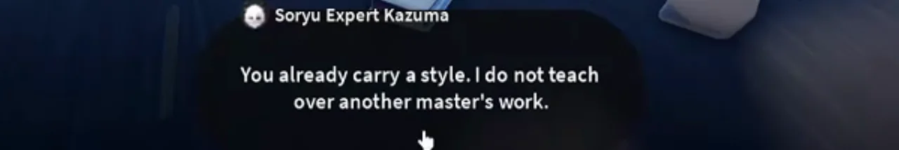 Kazuma turning a player away
