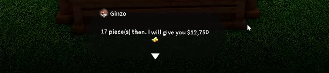 Ginzo's confirmation for a sale