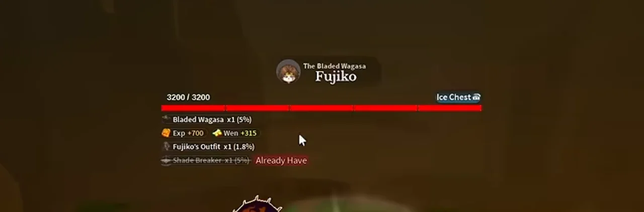 Fujiko's health bar with the drop list printed under it