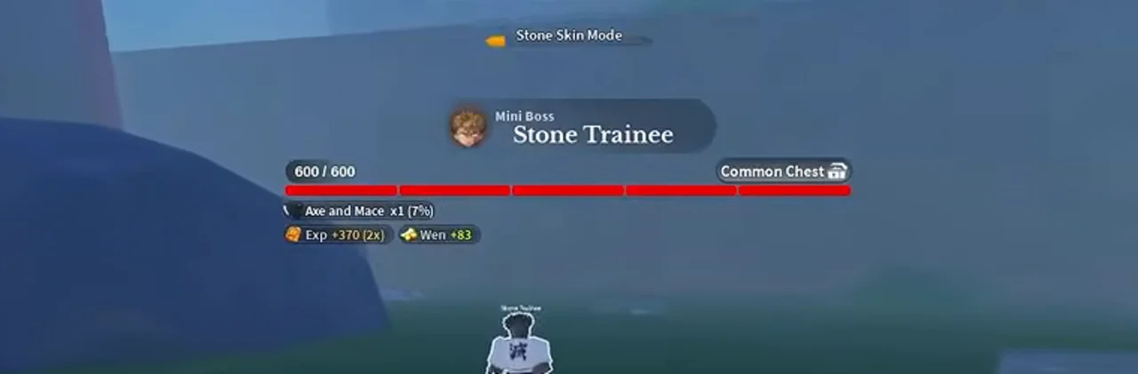 The Stone Trainee's health bar with one drop listed under it