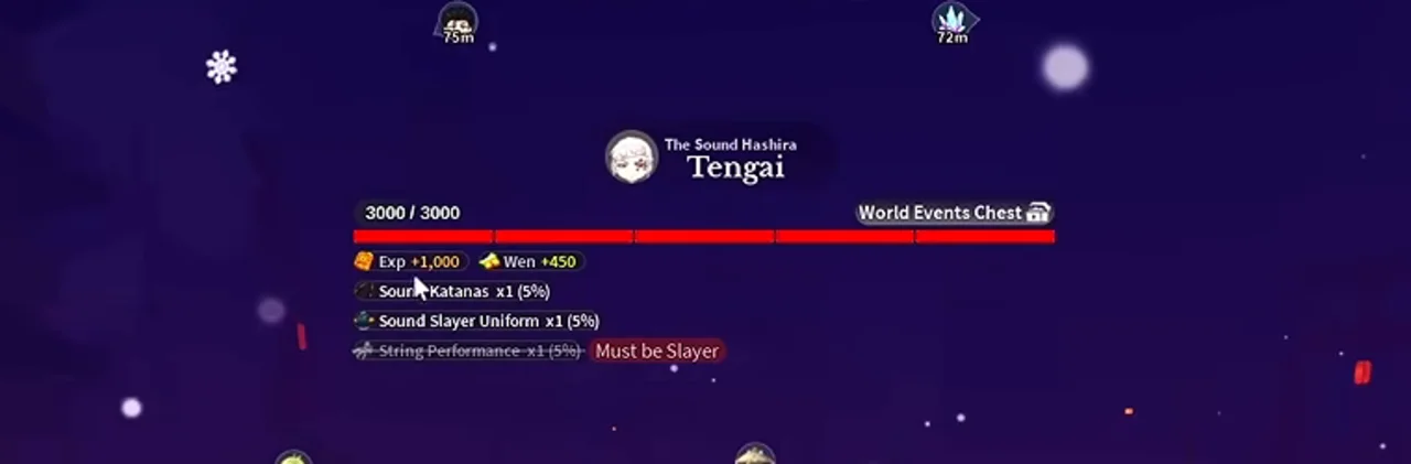 Tengai's health bar with the drop list printed under it
