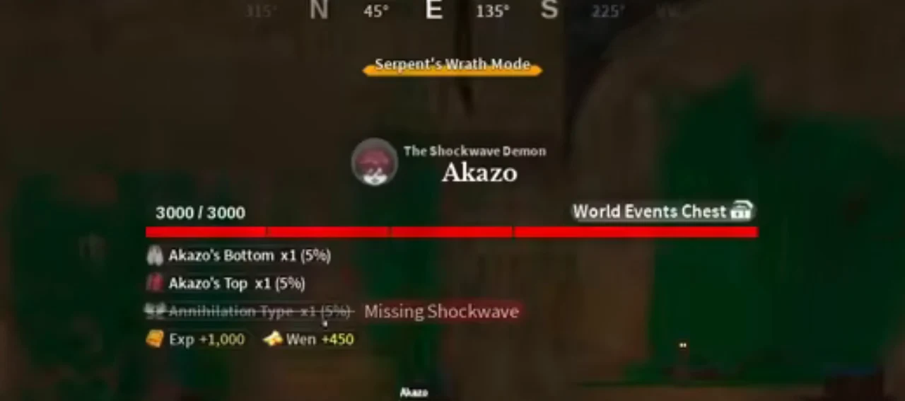 Akazo's health bar at night