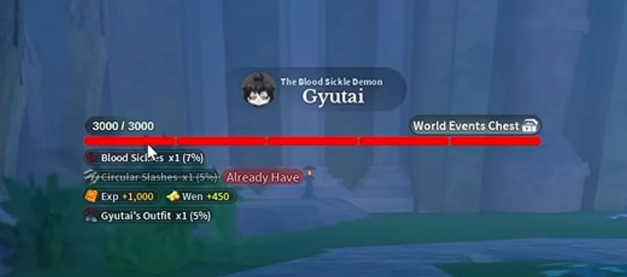 Gyutai's health bar in daylight