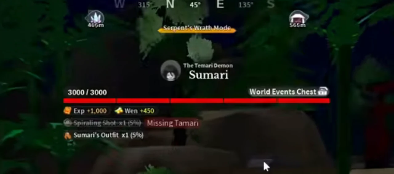 Sumari's health bar in the bamboo at night