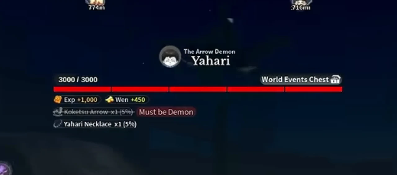 Yahari's health bar with two drop lines