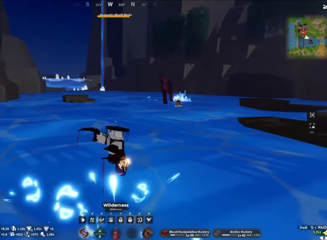 A fight on open water outside the cave