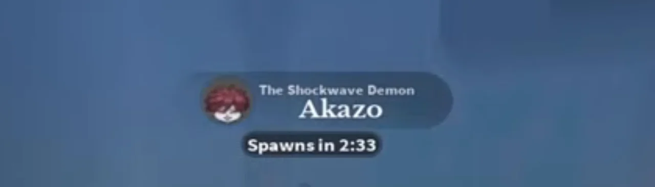 Akazo's name plate with a countdown under it