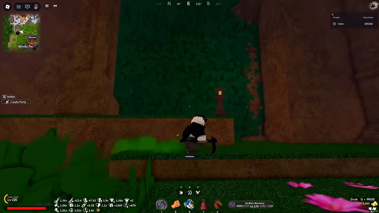 A player walking into a wall covered in green leaves