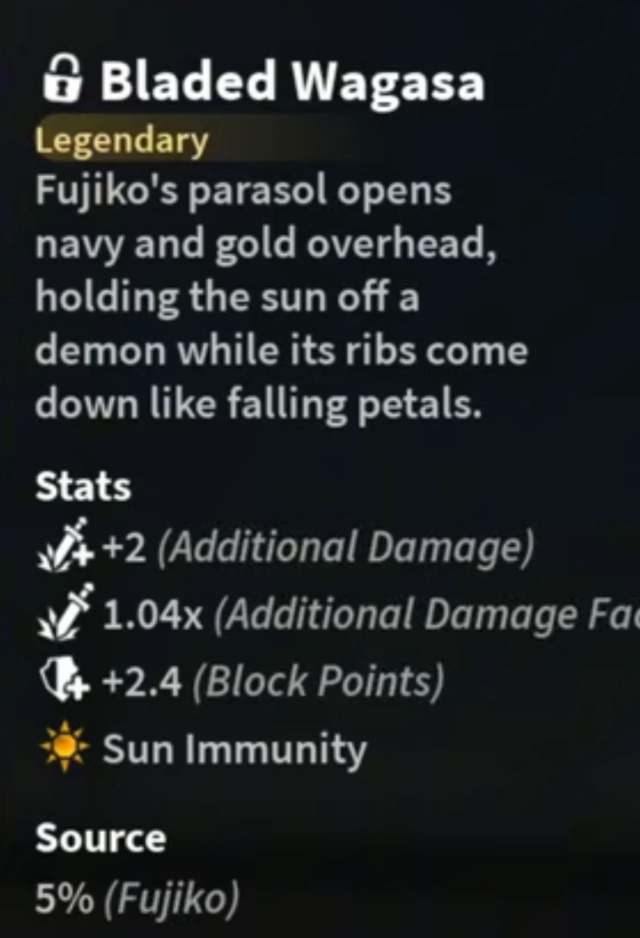 The Bladed Wagasa item card