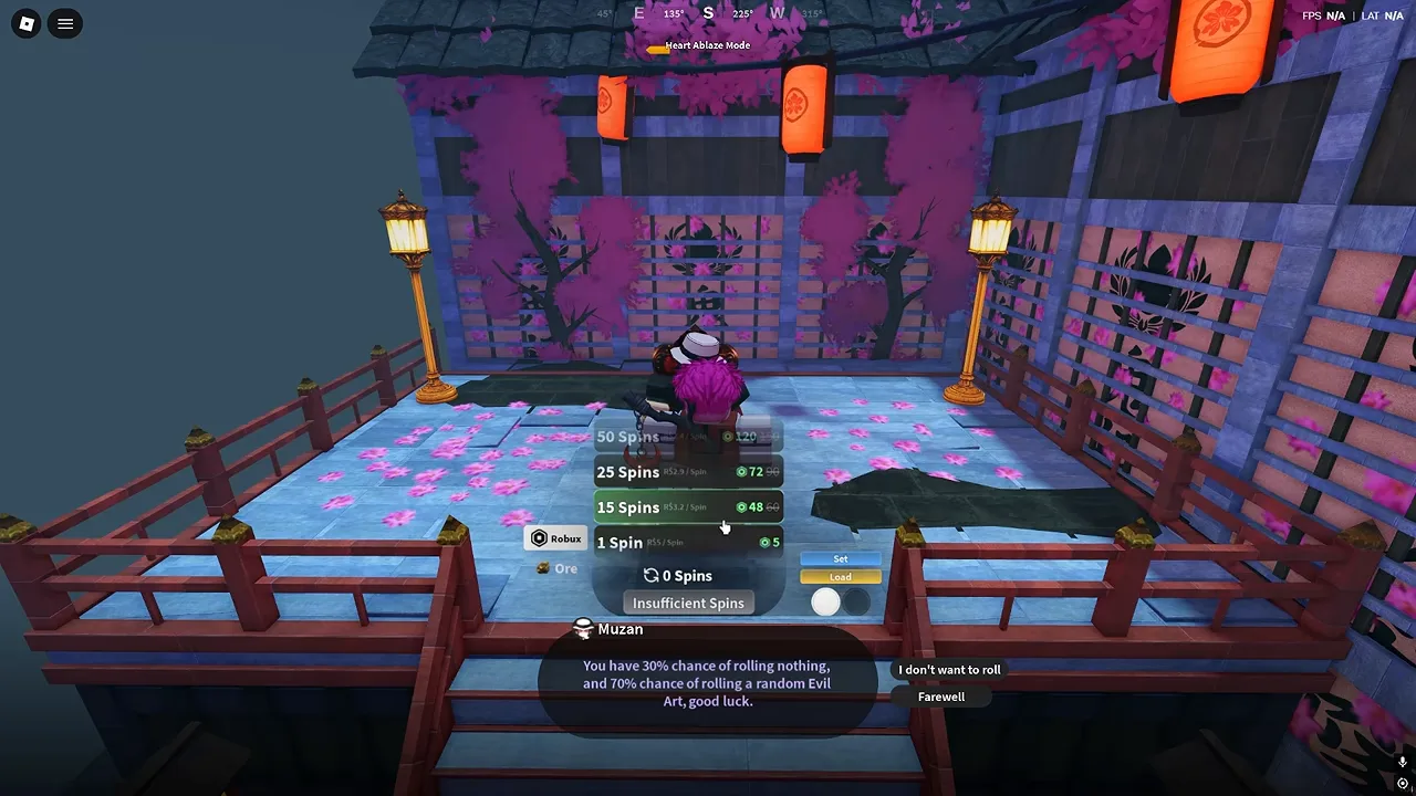 The same spin panel in another player's video, showing zero spins