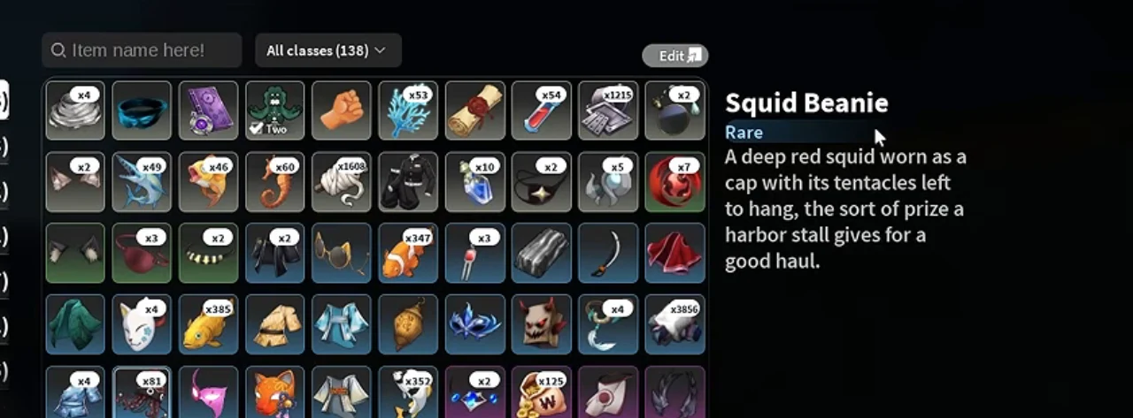 An inventory card for the Squid Beanie