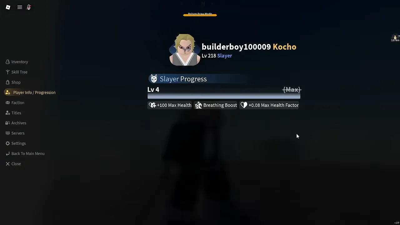 The Slayer Progress bar full, at level 4