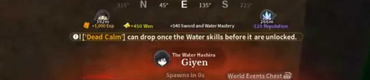 Reward popups after a Giyen kill