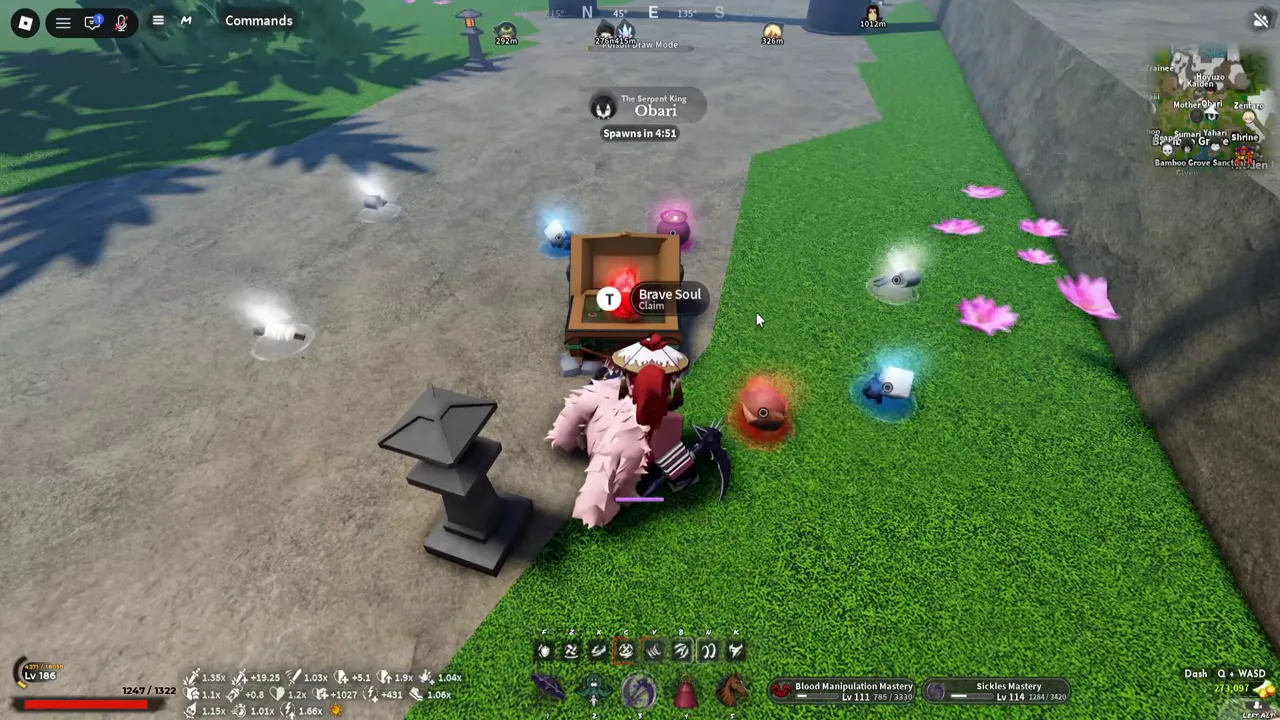 A demon beside an opened chest with a red soul and a claim prompt