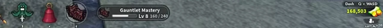 A Gauntlet mastery bar after the purchase