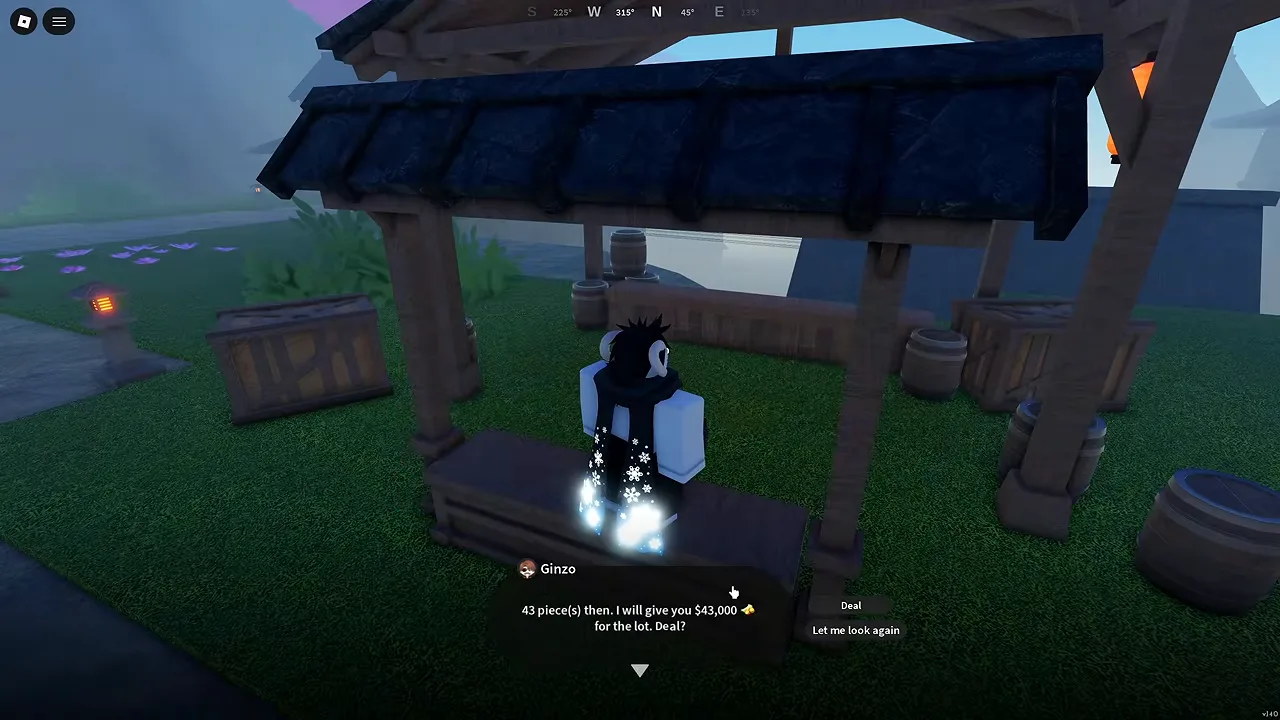 Ginzo's dialog offering a price for 43 pieces