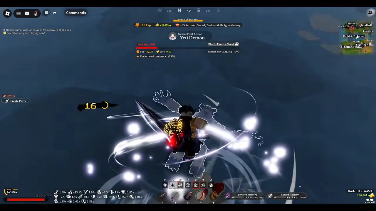 A player fighting in the dark under a boss health bar