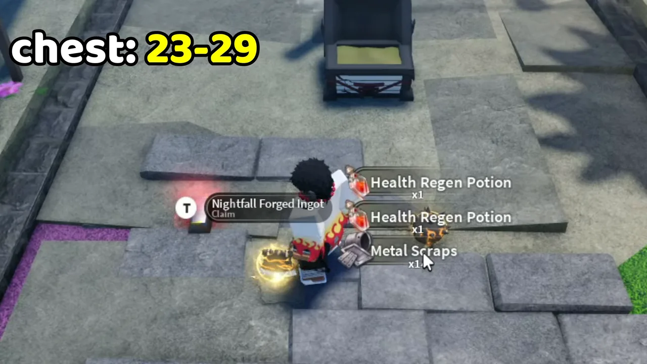 An item lying on the ground next to a player, with a claim prompt