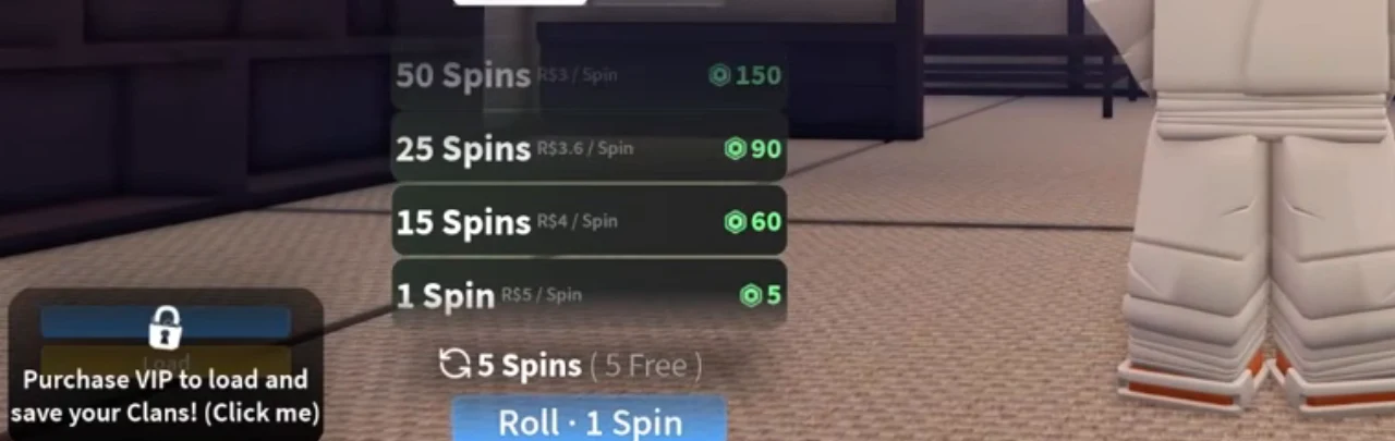 The clan spin panel with a locked tile on the left