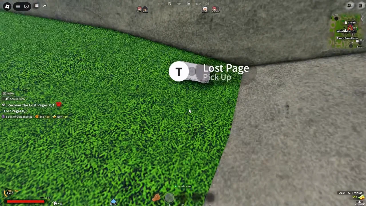 A Lost Page on the grass at the foot of a grey rock wall