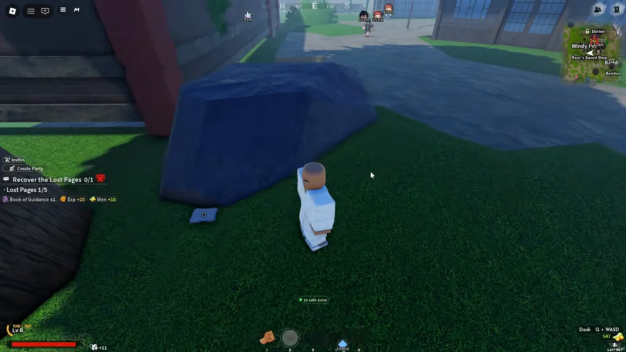 A Lost Page beside a large dark blue boulder