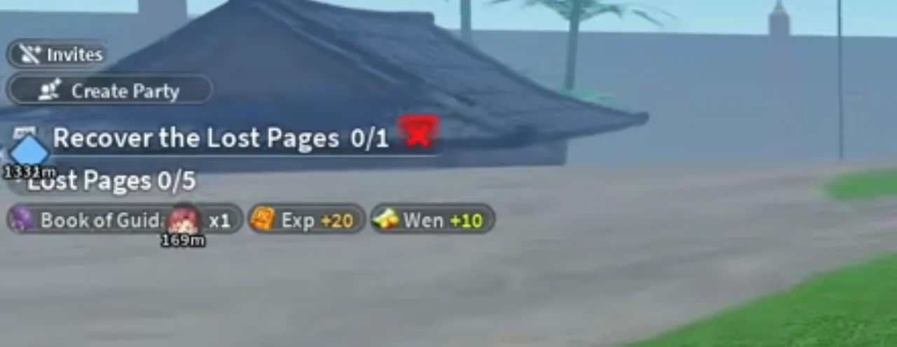 The quest tracker for the Lost Pages