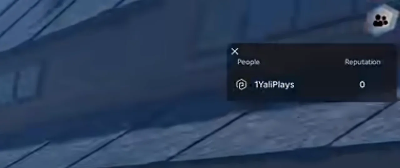 Roblox's player list panel with a Reputation column