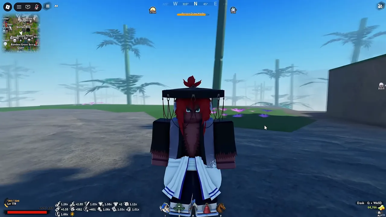The same demon wearing a wide black hat in daylight, not burning