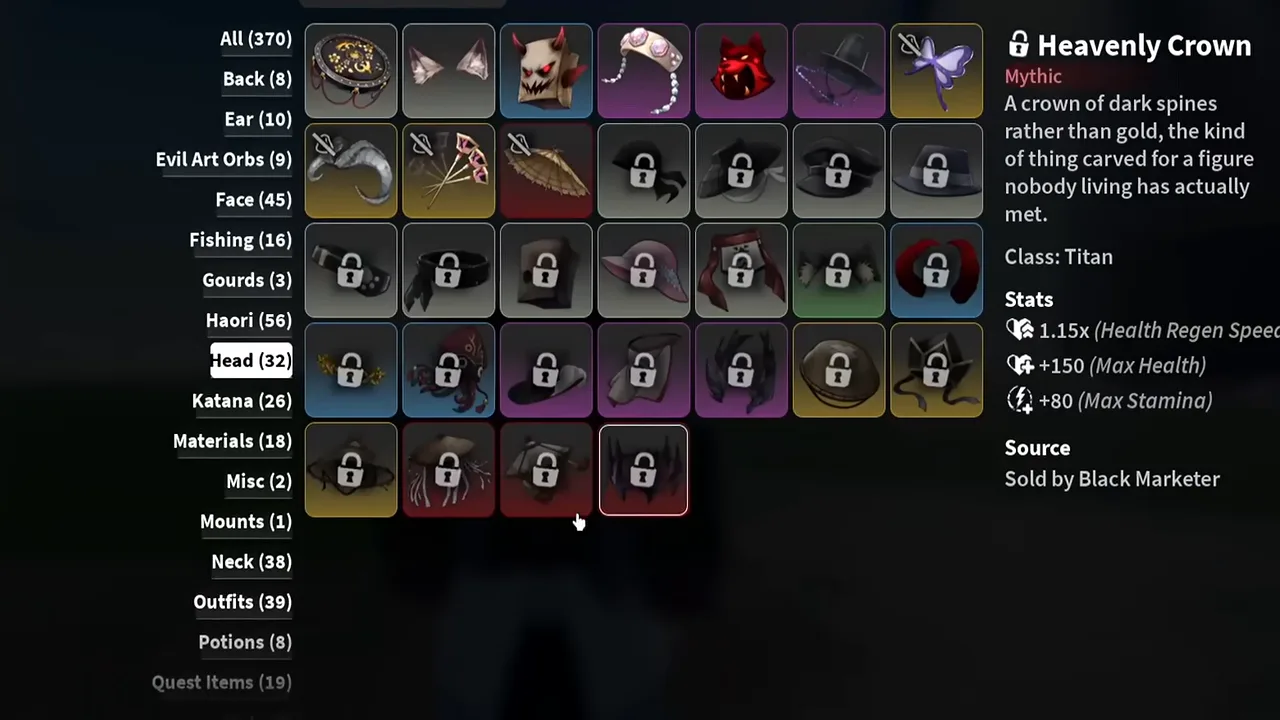 An Archives card for a dark spiked crown with three stats and no sun line