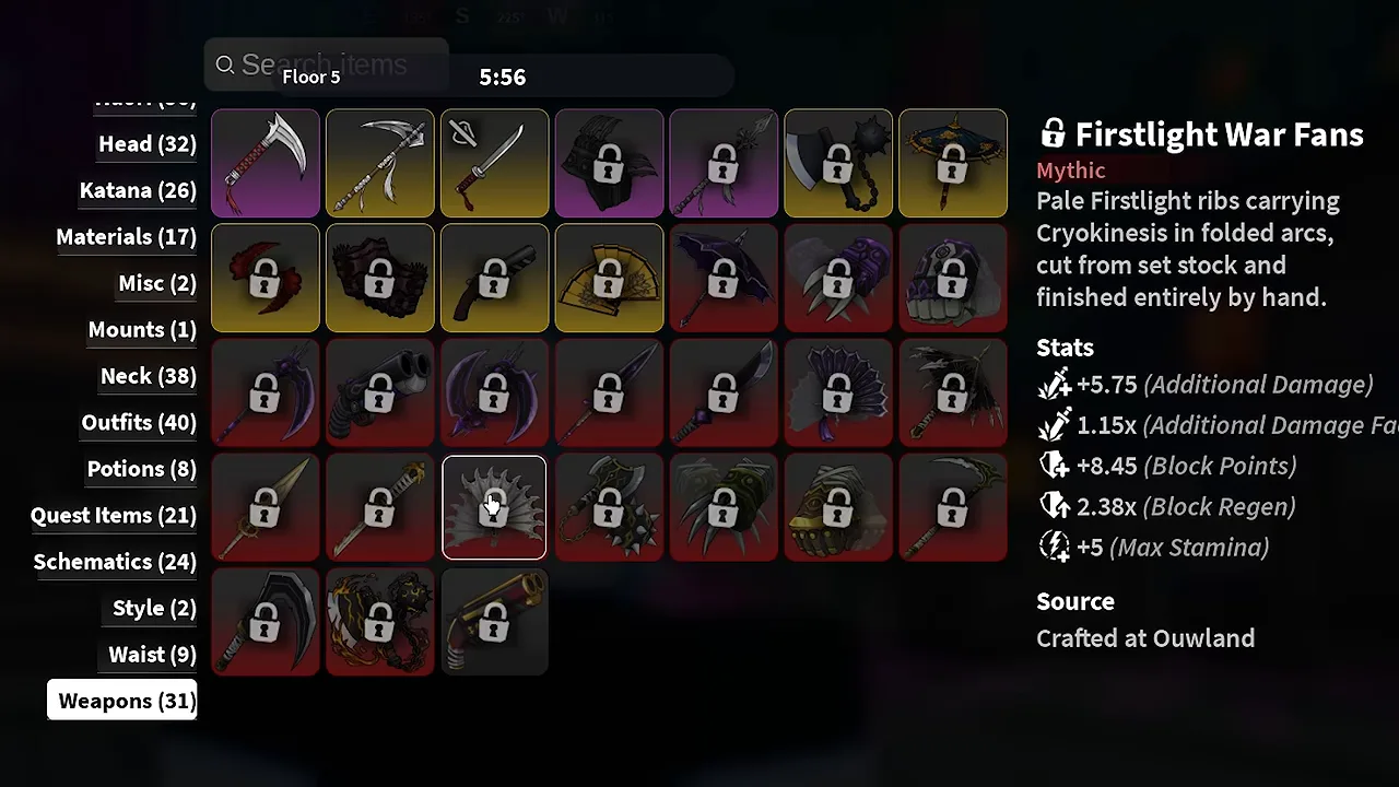 An Archives card for the Firstlight War Fans with five stats