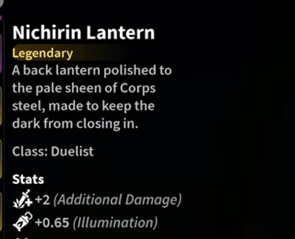 An item card for the Nichirin Lantern