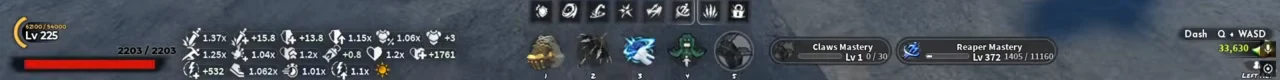 The bottom of the HUD with two mastery bars