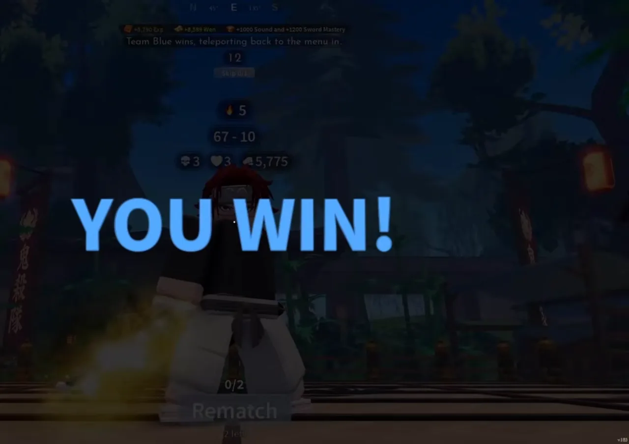 A YOU WIN banner after a ranked 1v1